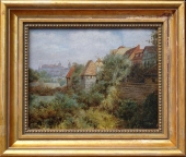 W. Barth (19th-20th cent.), Nuremberg - at the old city walls overlooking the Imperial Castle