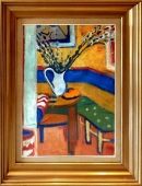 Georg Weidenbacher (1905-1984), Interior with seating area and flower vase