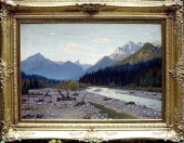 Fritz M�ller-Landeck (1865-1942), mountain valley in the fall - Ettal Linderhof Castle Oberammergau Linder