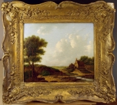 Willem de Klerk (1800-1876), Sommer Landscape with Walker and Farmhouse