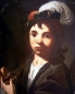 Preview: Nicolas Régnier, boy with feathered hat and pipe