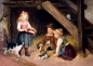 Preview: Felix Schlesinger (1833-1910) zugeschrieben, Kinder beim Spielen mit einer Katzenfamilie