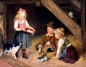 Preview: Felix Schlesinger (1833-1910) zugeschrieben, Kinder beim Spielen mit einer Katzenfamilie