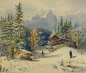 Preview: Georg Gsundbrunn, Alpine Winterlandschaft mit Jäger