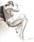 Preview: Karl Seubert, Seated nude female drawing