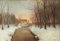 Preview: Johann Jungblut Attributed, Autumn evening mood with a small river and setting sun