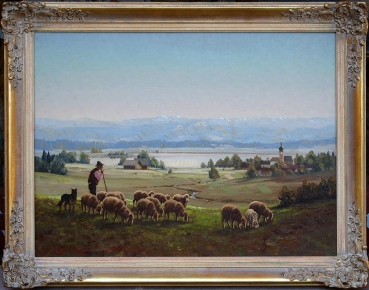 Hans Stadelmann (attributed), Shepherd in Front of a Lake in the Alpine Foothills