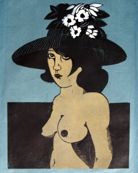 Frydl Prechtl-Zuleeg, Female Nude Portrait with Hat