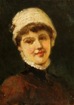 OiImpressionist, France or the USA about 1900, Lilla Cabot Perry (1848-1933)? Portrait of a young woman, possibly a painter Lilla Cabot Perry