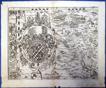 Cartographia Bavariae, Kupferstich-Karte um 1651, Gebiet um Hilpoltstein mit Schwabach, Wendelstein, Freystadt, Greding, Weissenburg und Gunzenhausen