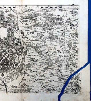 Cartographia Bavariae, Kupferstich-Karte um 1651, Gebiet um Hilpoltstein mit Schwabach, Wendelstein, Freystadt, Greding, Weissenburg und Gunzenhausen