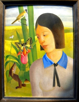 Heinrich Heidner (attributed) , "Biotop" Female Portrait Painting