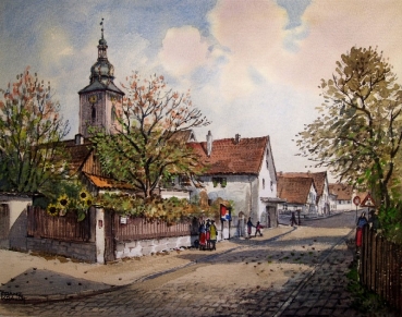 Krauss, Franz (1909- nach 1975), Dorf mit Kirchturm