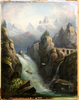 Romanticists end of the 19th century, Mountain View with Waterfall