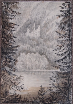 Unknown artist, At swan lake, Neuschwanstein