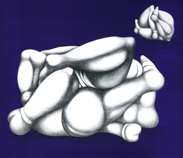 Günter Dollhopf, organic abstract composition on purple background