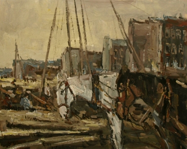 Joles Bickel-Schultheis, harbour, horses in the foreground