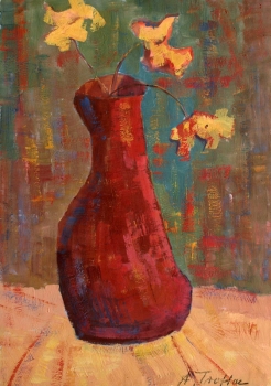 Joles Bickel-Schultheis, red vase, sign. Troffac