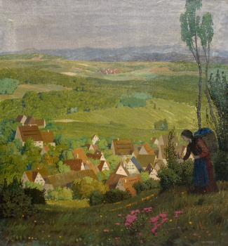 August Falcke (Falke), Berry collector in front of village