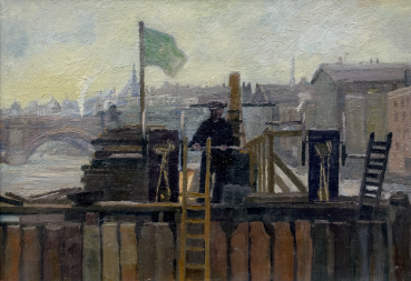 Eberhard Riegele, Lock at the Thames with Blackfriars bridge, London