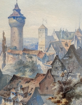 Friedrich Perlberg, View of the city of Nuremberg with the Imperial Castle