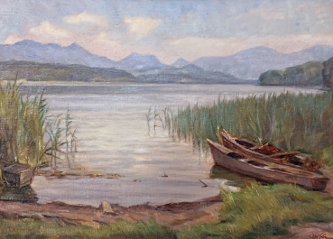 Hans Oertle, Zwei Boote am Ufer des Simssees