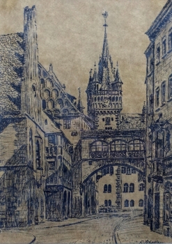 Franz Scheller, Rathausgasse mit altem Rathausturm