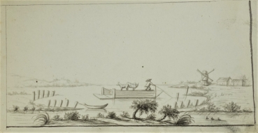 unknown, river landscape with ship