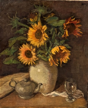 Wolfgang Jäger, Blumenstillleben mit Sonnenblumen