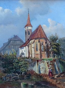 Unsigned, village church around 1850