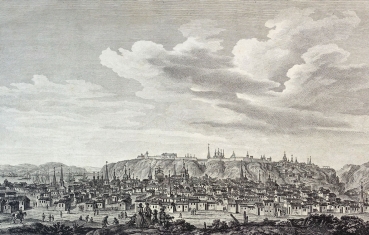 Louis Nicolas de Lespinasse, "Vue de la ville de Tobolsk" Stadtansicht mit Burganlage (Kreml) von Tobolsk in Russland