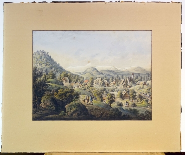 Unsigned, landscape in the foothills of the Alps with a view of a village