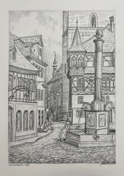 Laaber, Old Town Alley with Fountain in Schwabach 1947