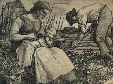 Rudolf Schiestl, Bauernfamilie auf dem Feld