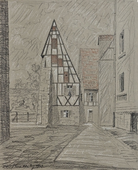 Emil Scheidig, Spalt - Old Half Timbered Building at the City Wall