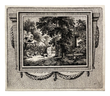 Ferdinand Kobell, Garden view with decorative frame