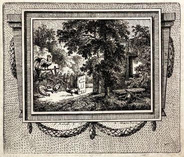 Ferdinand Kobell, Gartenansicht mit Schmuckrahmen