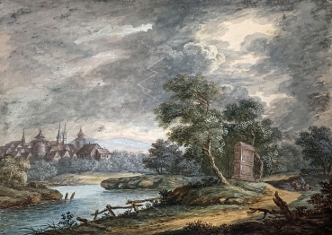 Karl Sebastian von Bemmel, Summer landscape with a view of a city over a river, possibly Nuremberg