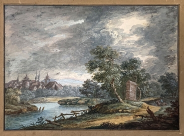 Karl Sebastian von Bemmel, Sommerliche Landschaft mit Blick über einen Fluß auf  Nürnberg