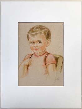 Elisabeth Thalmann, Schuljunge - Original Aquarell - dazu Postkarte