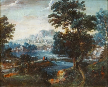 Peter von Bemmel, River landscape with people
