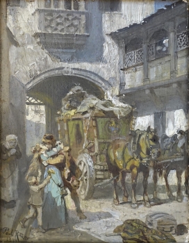 Paul Ritter, Wedding couple in front of carriage in the small town hall courtyard