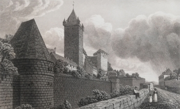 Robert Batty, Blick auf die Burg von Nürnberg, gesehen von Norden und von außerhalb der Mauer