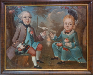 Unknown, Two noble children with a bird