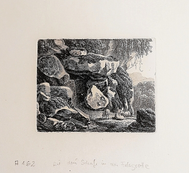 Johann Christian Reinhart, Drei Schafe An Der Felsgrotte