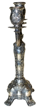 Three-armed silver candlestick