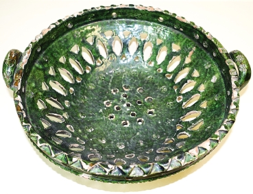 Green antique fruit colander