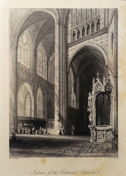 Regensburg Cathedral & St. Emmeram  steel engraving & wood engraving bundle - 19th century