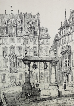 Samuel Prout, Nürnbergansicht mit Brunnen