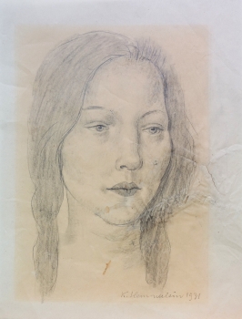 Karl Hemmerlein, Frauen Portrait auf dünnem Papier 1931